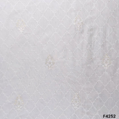 Dyeable Thread Sequins Embroidered Georgette Fabric- F4252