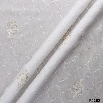 Dyeable Thread Sequins Embroidered Georgette Fabric- F4252