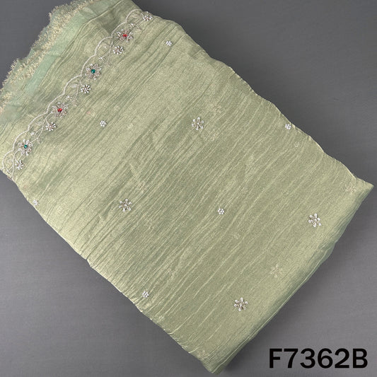 Cut Dana Zari Sequins Pearl Embroidered with Stone Work Crush Tissue Fabric - F7362