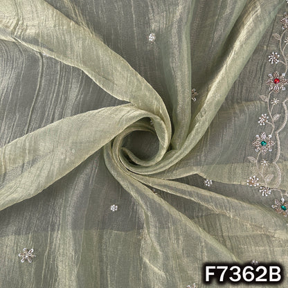 Cut Dana Zari Sequins Pearl Embroidered with Stone Work Crush Tissue Fabric - F7362
