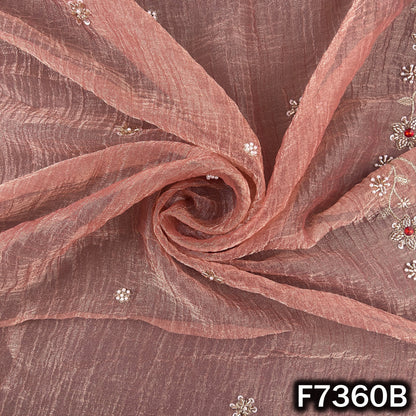 Cut Dana Zari Seqins Pearl Embroidered with Stone Work Crush Tissue Fabric - F7360