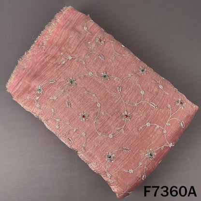 Cut Dana Zari Seqins Pearl Embroidered with Stone Work Crush Tissue Fabric - F7360