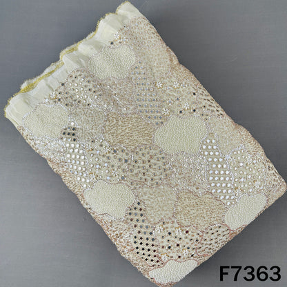 Dyeable Cut Dana Zari Sequins Faux Mirror Embroidered Shimmer Tissue Fabric - F7363