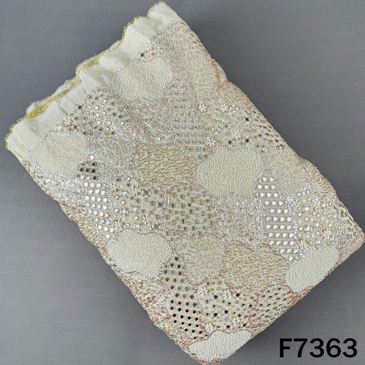 Dyeable Cut Dana Zari Sequins Faux Mirror Embroidered Shimmer Tissue Fabric - F7363