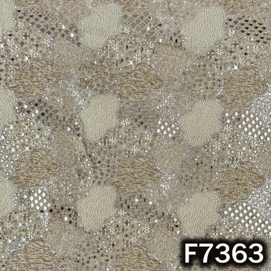 Dyeable Cut Dana Zari Sequins Faux Mirror Embroidered Shimmer Tissue Fabric - F7363