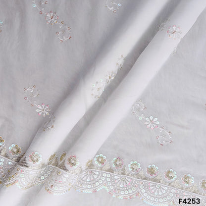 Dyeable Thread Sequins Embroidered Georgette Fabric- F4253