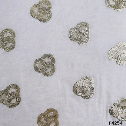 Dyeable Zari Sequins Georgette Fabric- F4254