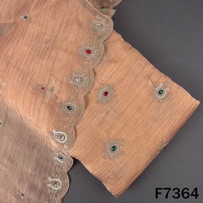 Zari Sequins with Stone Work Crush Tissue Fabric - F7364