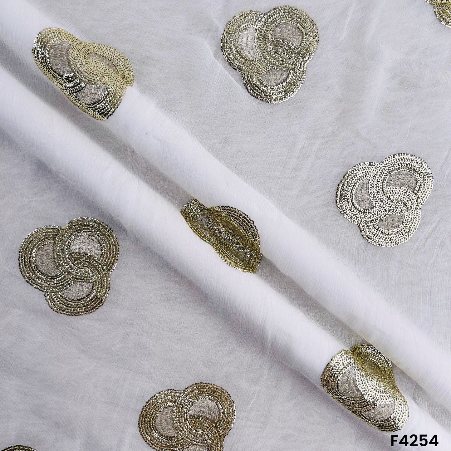 Dyeable Zari Sequins Georgette Fabric- F4254