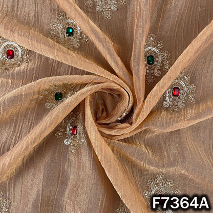 Zari Sequins with Stone Work Crush Tissue Fabric - F7364