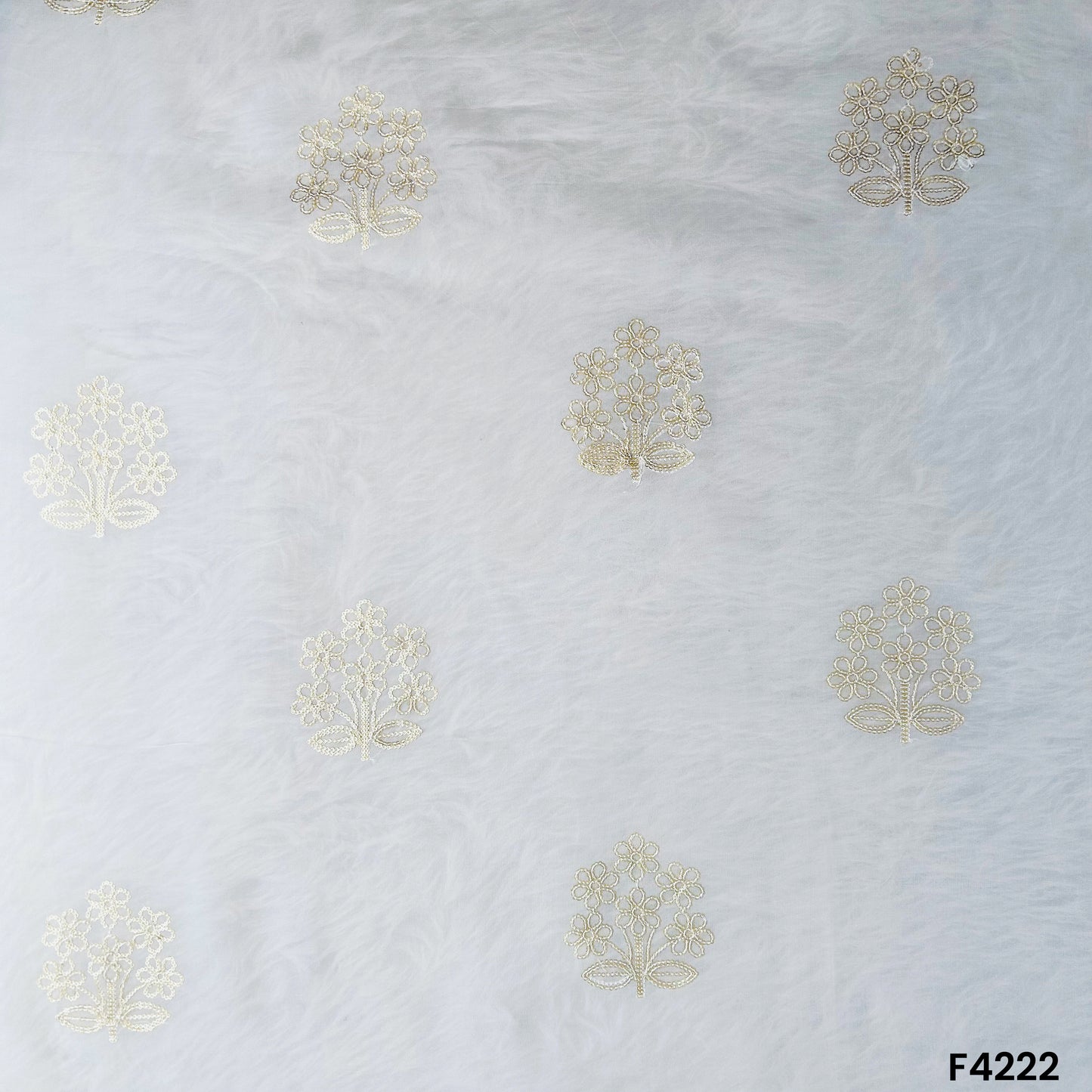 Dyeable Thread Sequins Embroidered Organza Fabric- F4222