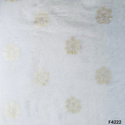 Dyeable Thread Sequins Embroidered Organza Fabric- F4222