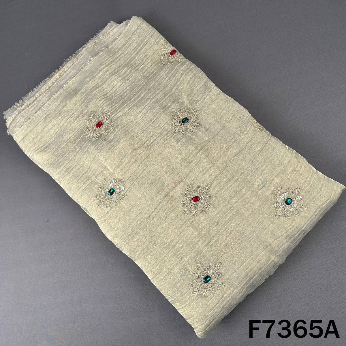 Zari Sequins with Stone Work Crush Tissue Fabric - F7365