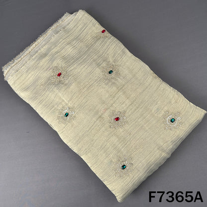 Zari Sequins with Stone Work Crush Tissue Fabric - F7365