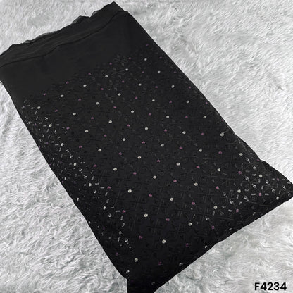 Thread Sequins Embroidered Silk Fabric-F4234