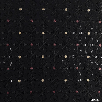 Thread Sequins Embroidered Silk Fabric-F4234