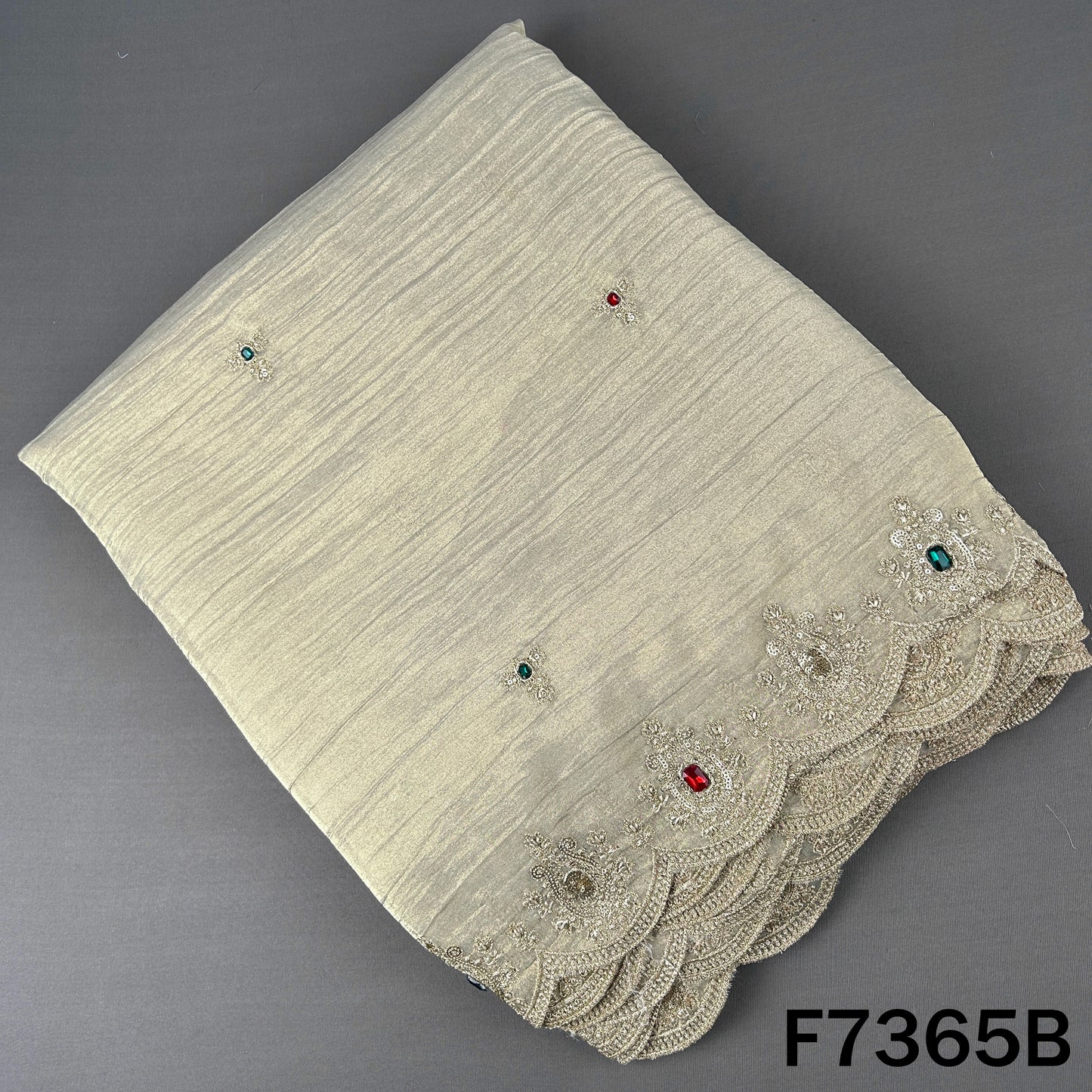 Zari Sequins with Stone Work Crush Tissue Fabric - F7365