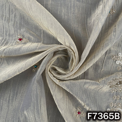 Zari Sequins with Stone Work Crush Tissue Fabric - F7365