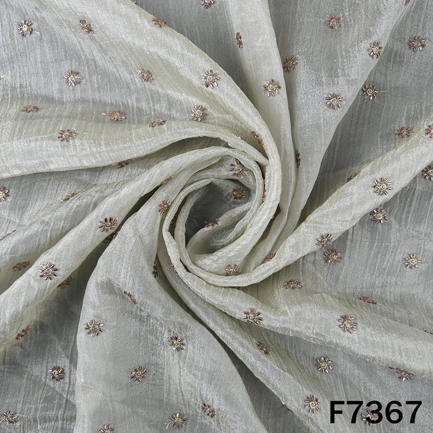 Dyeable Cut Dana Zari Work Crush Tissue Fabric - F7367