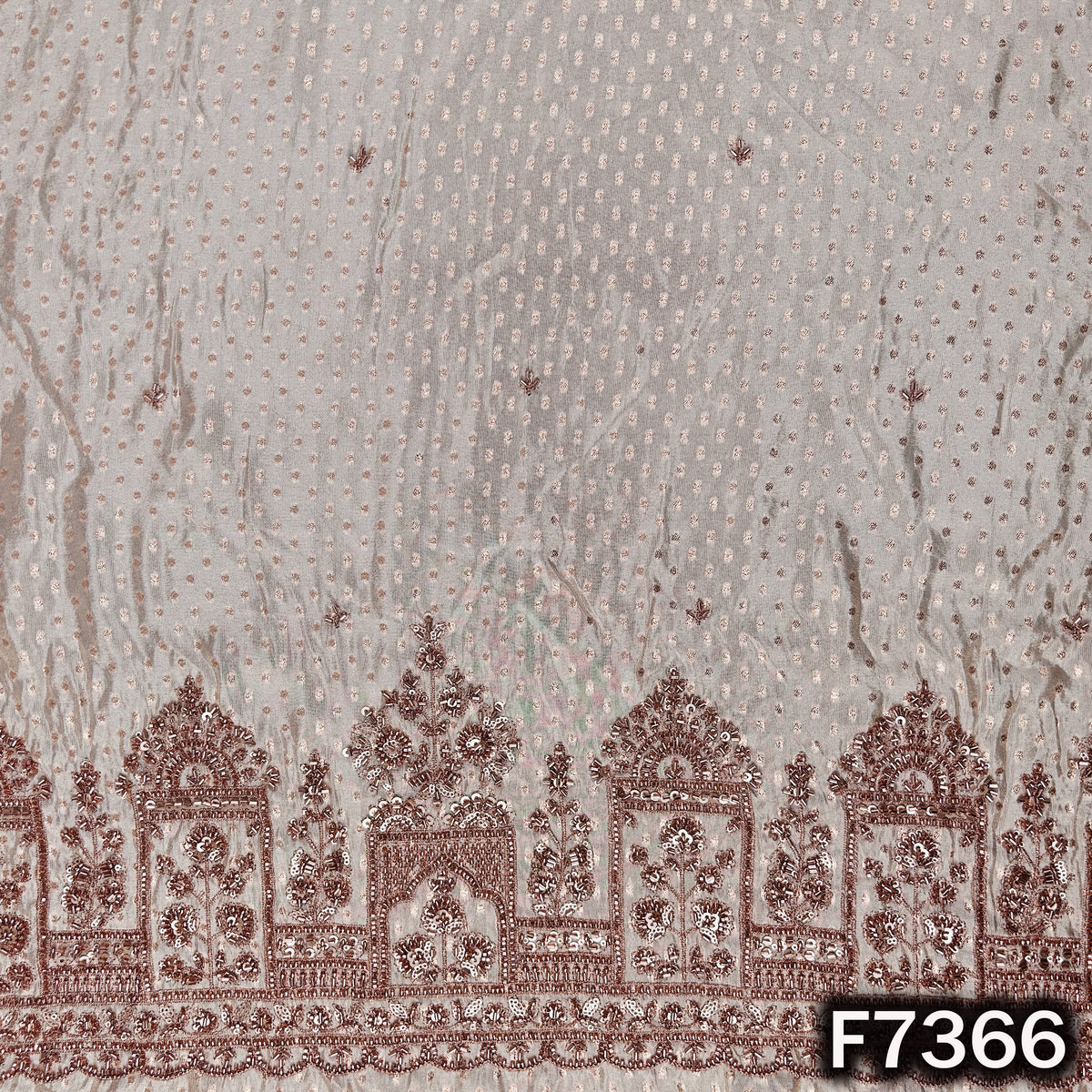 Dyeable Cut Dana Zari Sequins Work Shimmer Tissue Fabric - F7366