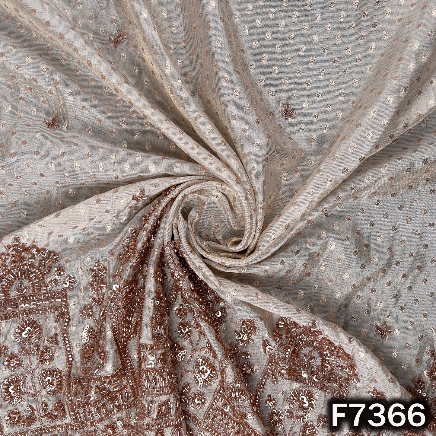 Dyeable Cut Dana Zari Sequins Work Shimmer Tissue Fabric - F7366
