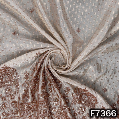 Dyeable Cut Dana Zari Sequins Work Shimmer Tissue Fabric - F7366