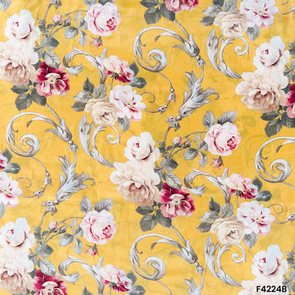 Floral Printed Viscose Crepe Fabric- F4224