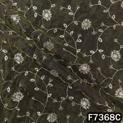 Cut Dana Zari Sequins Embroidered Shimmer Tissue Fabric - F7368