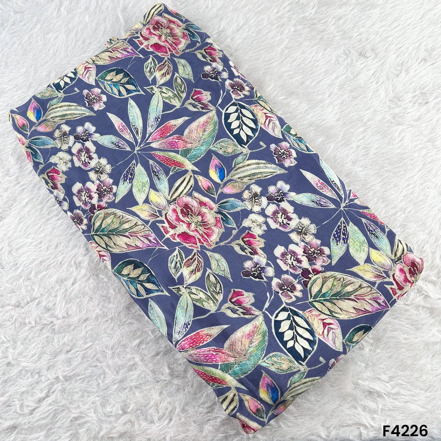 Floral Printed Viscose Crepe Fabric- F4226