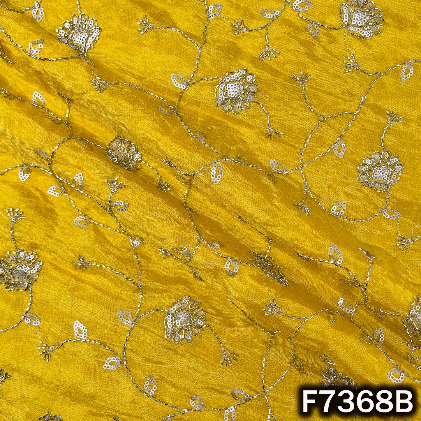 Cut Dana Zari Sequins Embroidered Shimmer Tissue Fabric - F7368