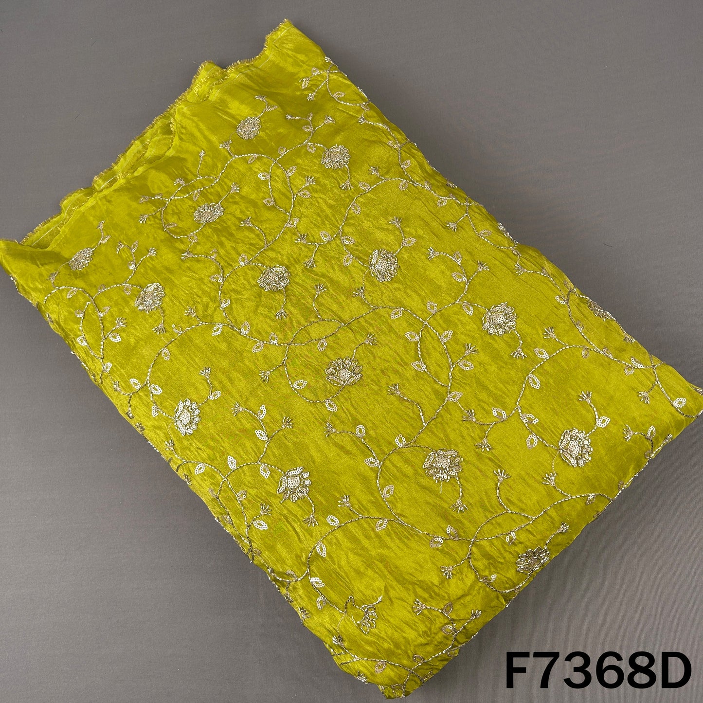 Cut Dana Zari Sequins Embroidered Shimmer Tissue Fabric - F7368