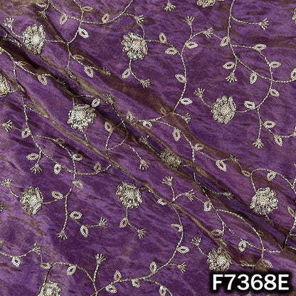 Cut Dana Zari Sequins Embroidered Shimmer Tissue Fabric - F7368