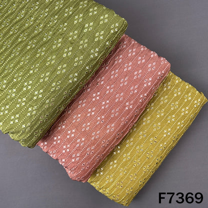 Thread Sequins Embroidered Dola Silk Fabric - F7369