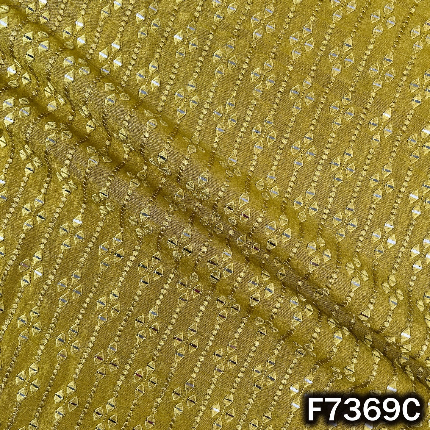 Thread Sequins Embroidered Dola Silk Fabric - F7369