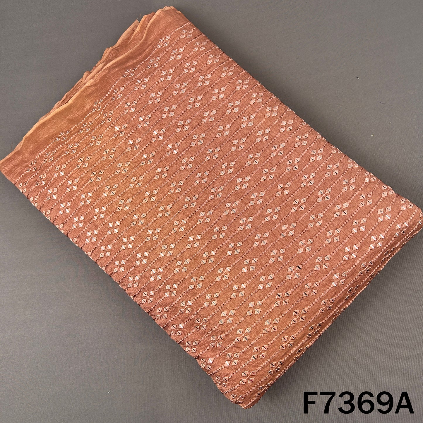 Thread Sequins Embroidered Dola Silk Fabric - F7369