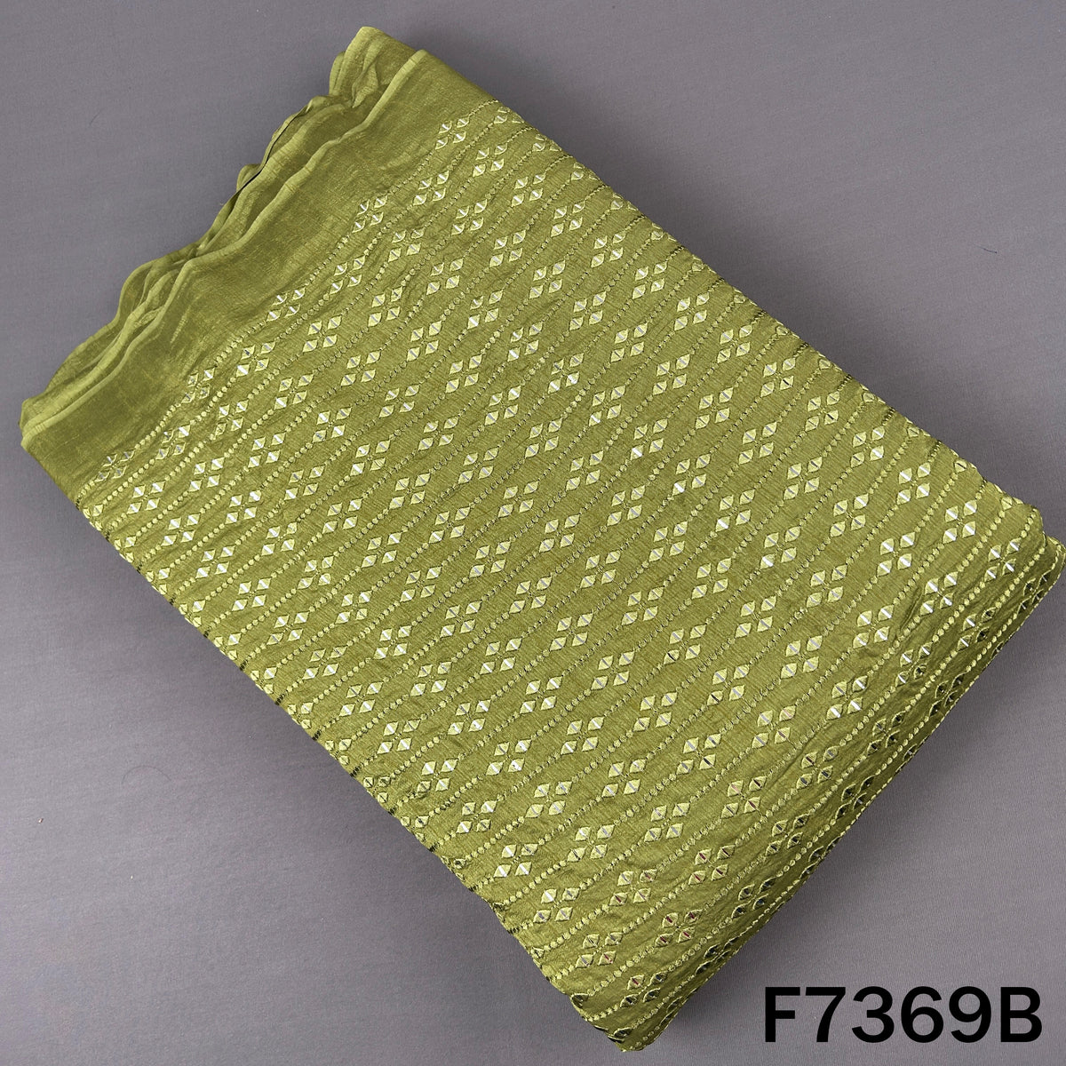 Thread Sequins Embroidered Dola Silk Fabric - F7369