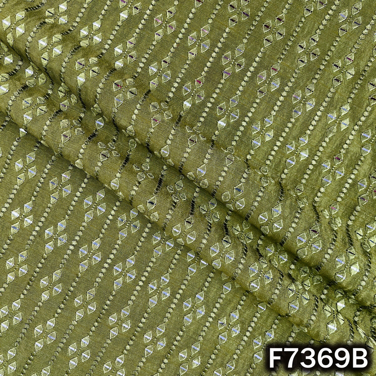 Thread Sequins Embroidered Dola Silk Fabric - F7369