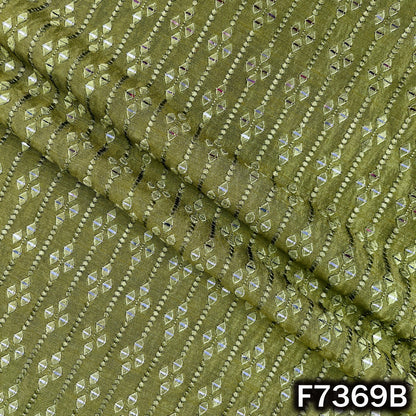 Thread Sequins Embroidered Dola Silk Fabric - F7369