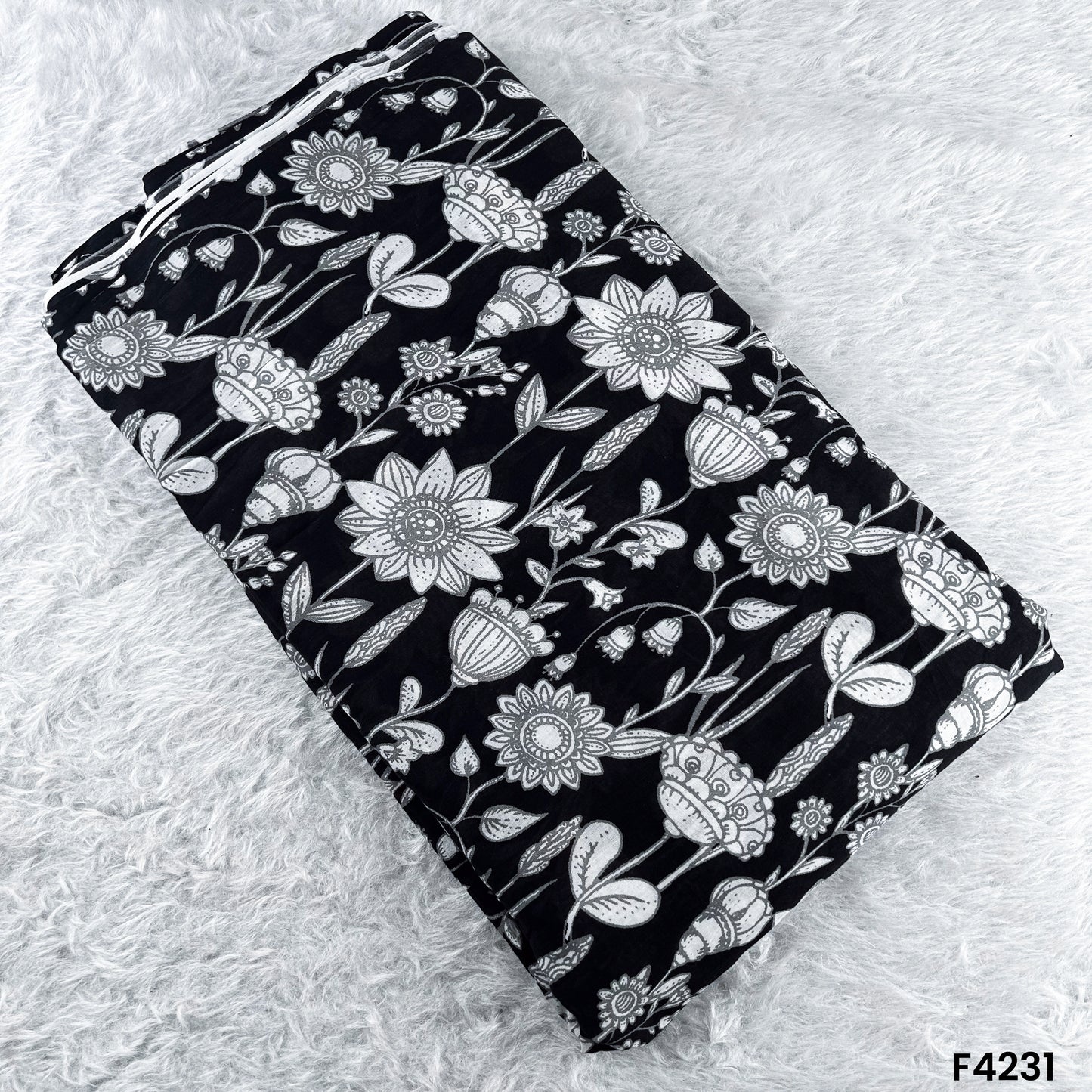 Floral Printed Mul cotton Fabric - F4231