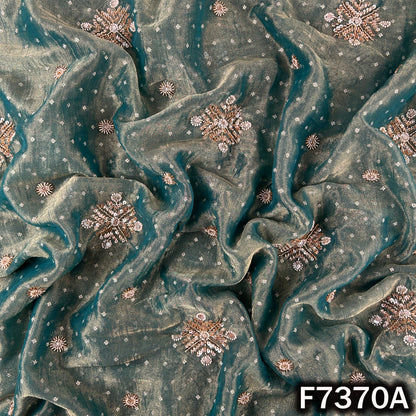 Cut Dana Zari Sequins Embroidered Crush Tissue Fabric - F7370
