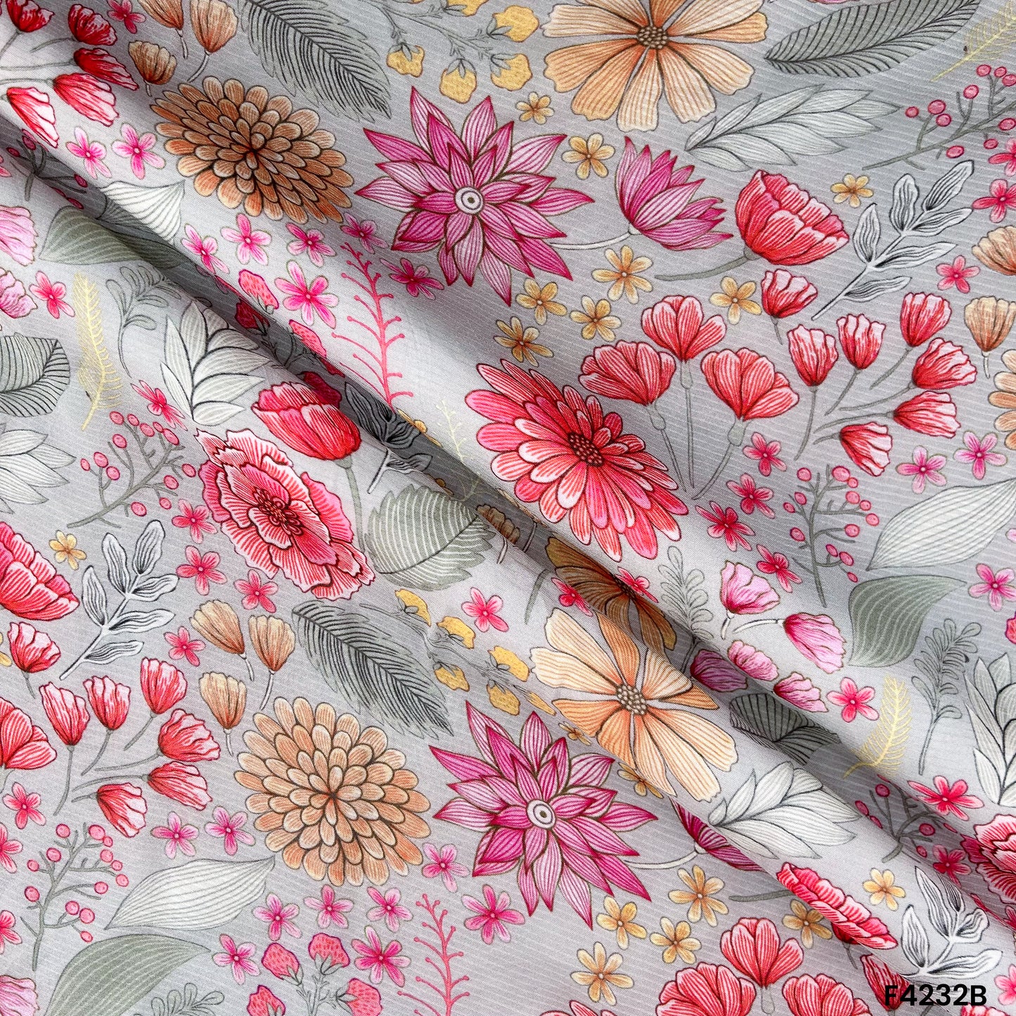Floral Printed Viscose Crepe Fabric- F4232