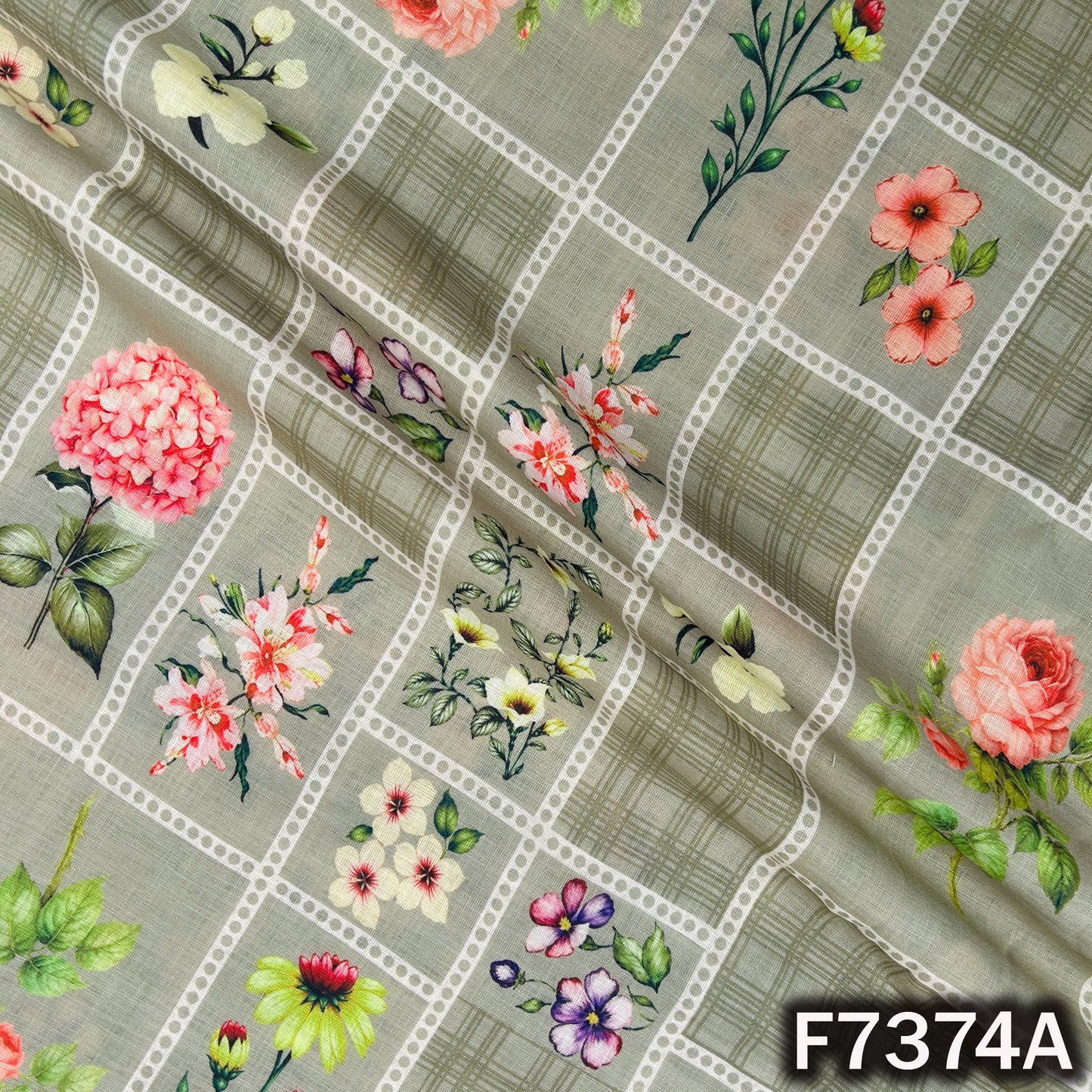 Printed Linen Cotton Fabric - F7374