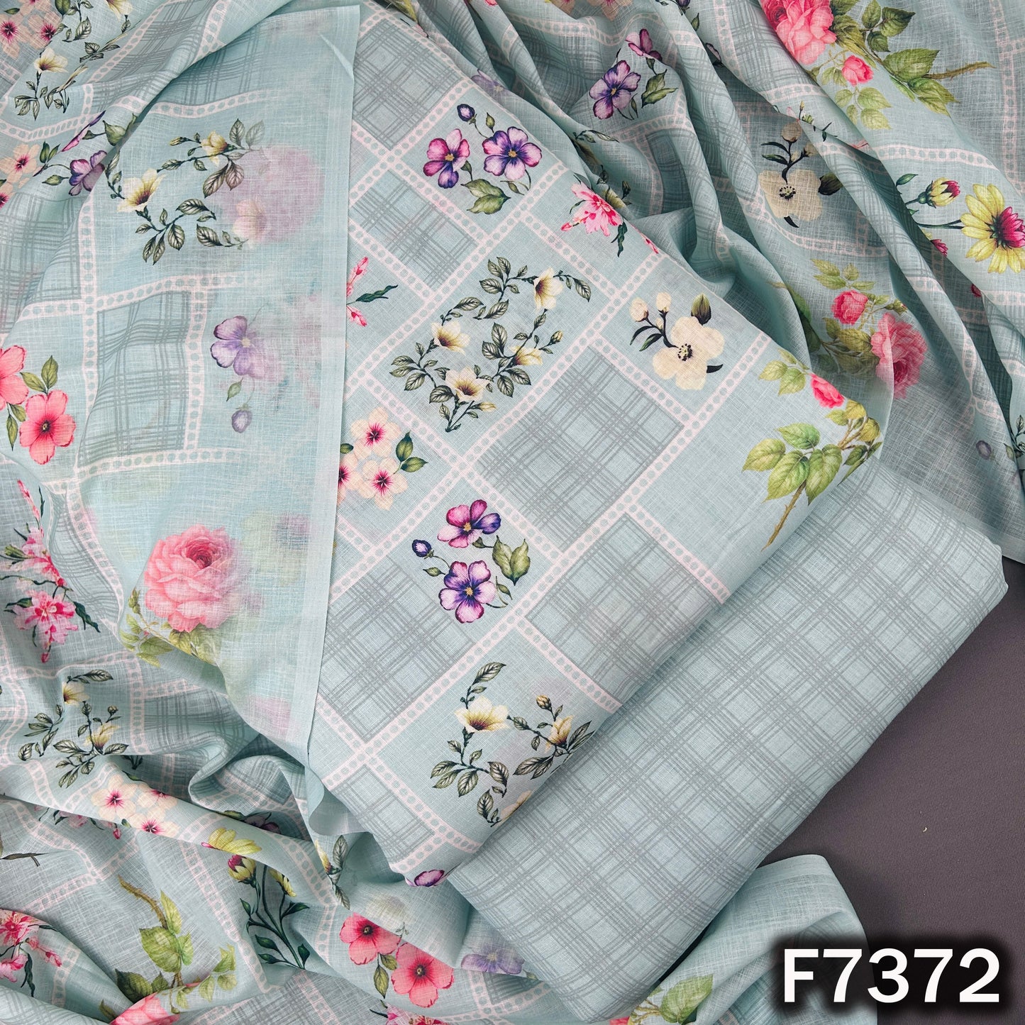 Printed Linen Cotton Fabric - F7372