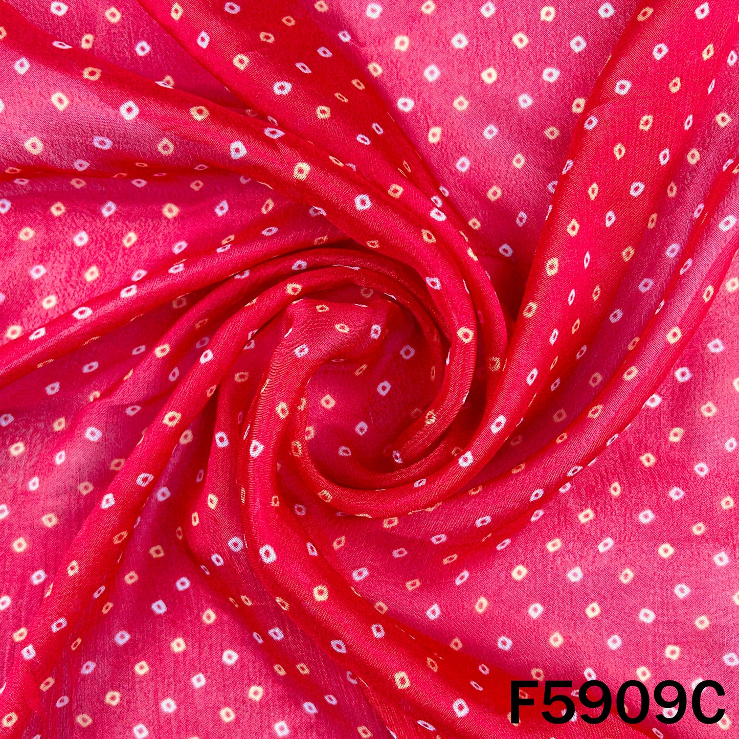 Bandhani Print Chinnon Chiffon Fabric - F5909