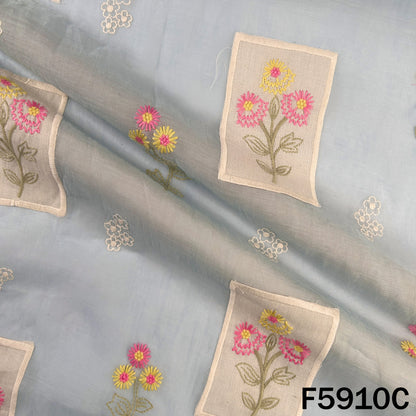 Thread Embroidered Patch Work Mul Chanderi Fabric - F5910