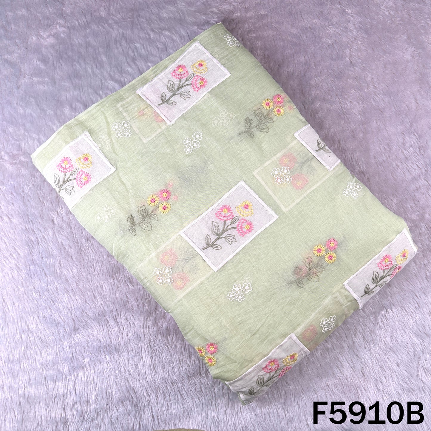 Thread Embroidered Patch Work Mul Chanderi Fabric - F5910