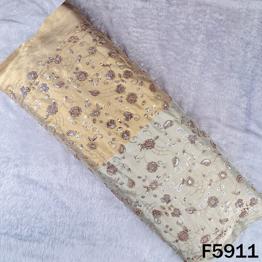 Cut Dana Thread Sequins Embroidered Kanjivaram Tissue Fabric - F5911