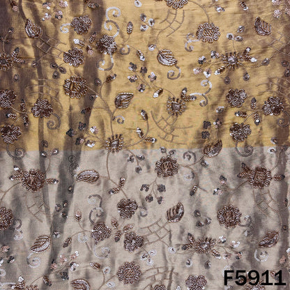 Cut Dana Thread Sequins Embroidered Kanjivaram Tissue Fabric - F5911