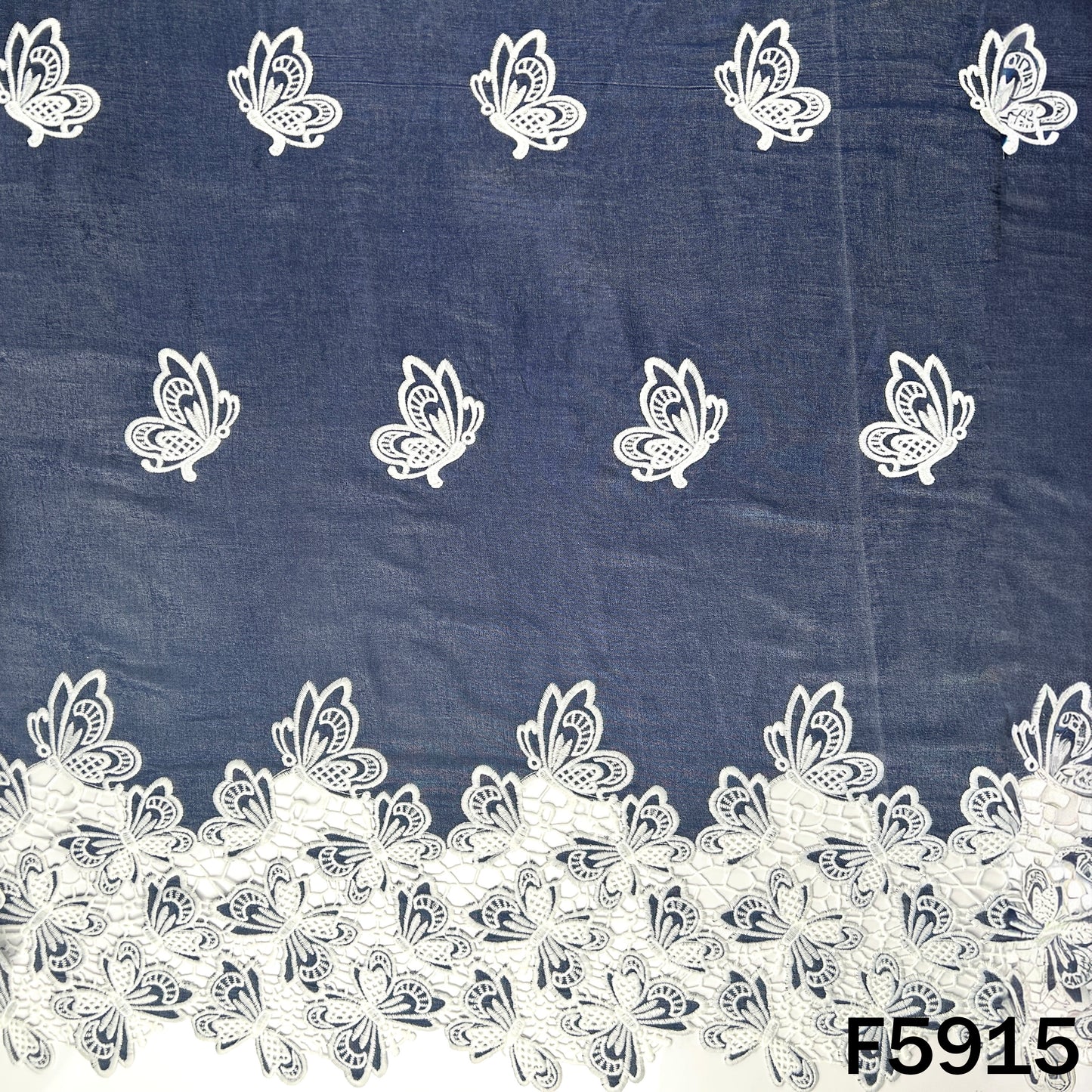 Thread Work Denim Cotton Fabric - F5915