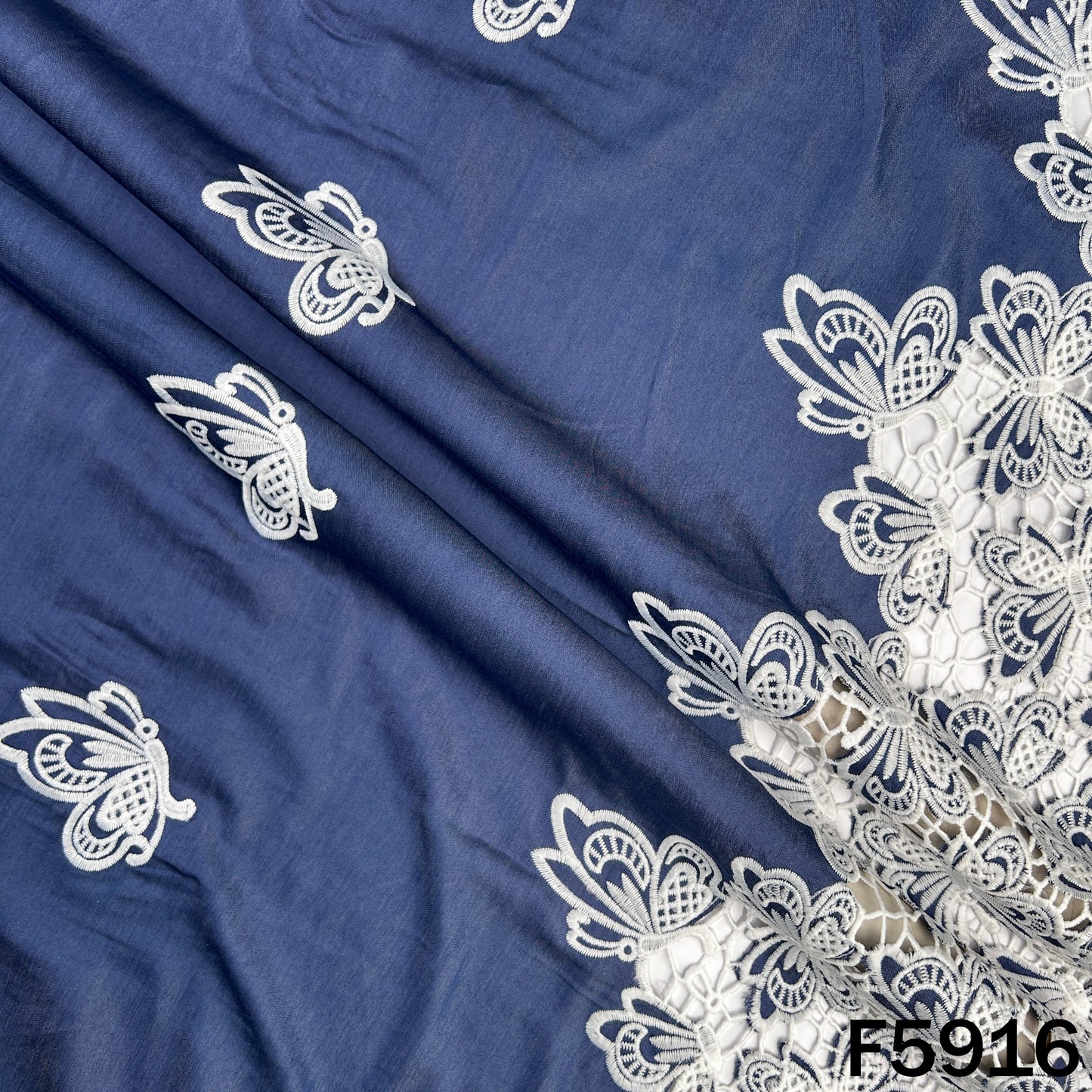 Thread Work Denim Cotton Fabric - F5916